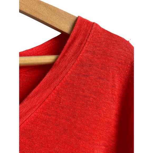 TAHARI Women's Size 1X Orange Linen Deep V-Neck Top Relaxed Summer Breathable - Picture 3 of 6